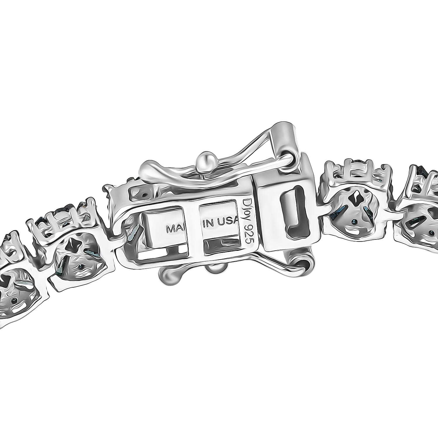 D'Joy Blue Diamond 4.00 ctw Royal Crossfire Bracelet in Rhodium Over Sterling Silver (7.25 In)