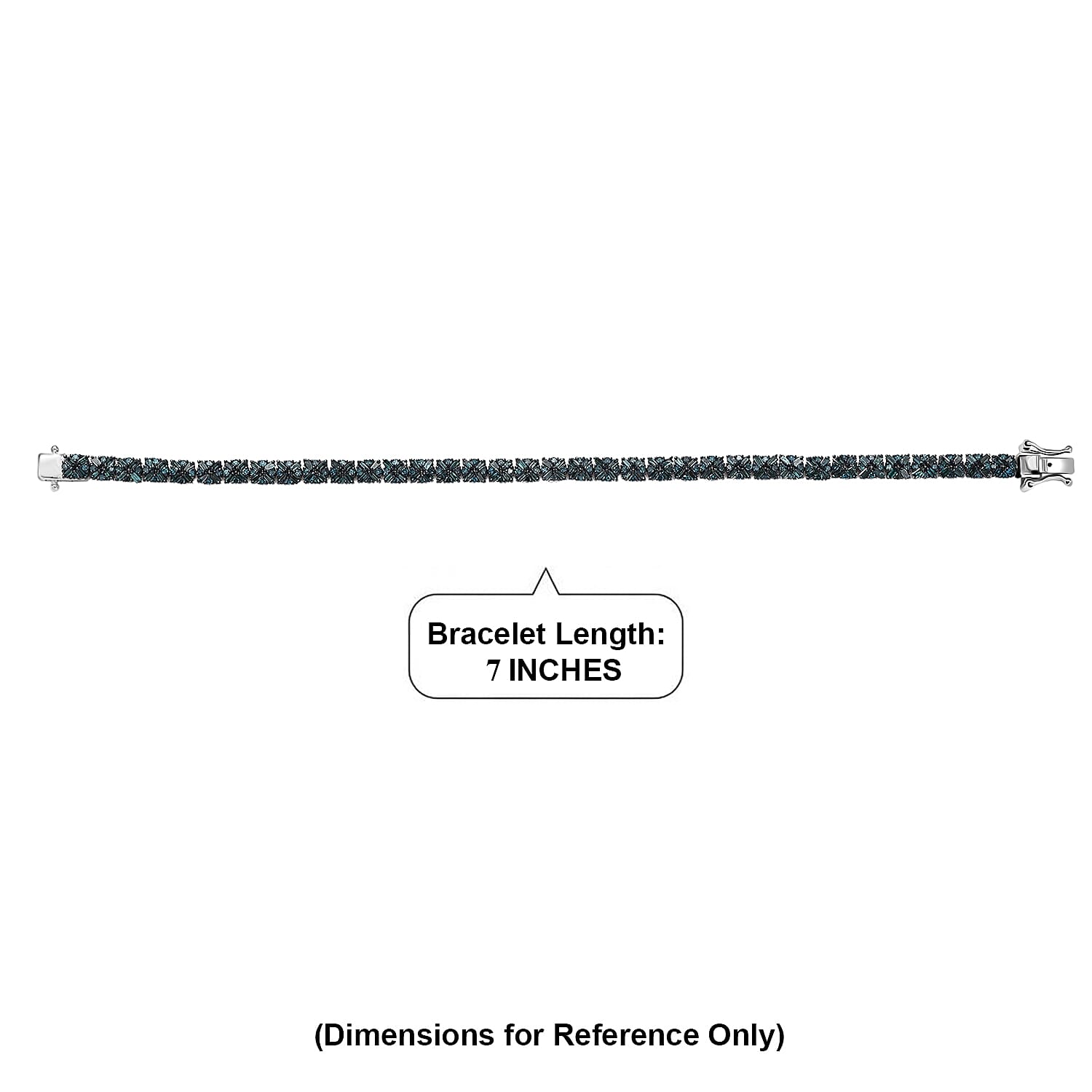 D'Joy Blue Diamond 4.00 ctw Royal Crossfire Bracelet in Rhodium Over Sterling Silver (7.25 In)