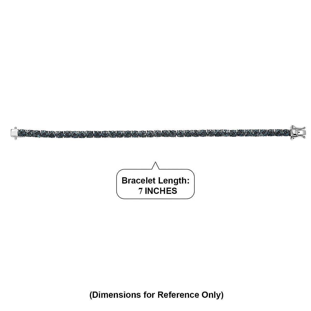 D'Joy Blue Diamond 4.00 ctw Royal Crossfire Bracelet in Rhodium Over Sterling Silver (7.25 In) image number 4