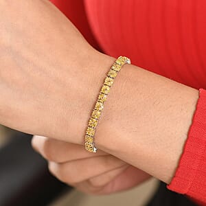 D'Joy Yellow Diamond 3.00 ctw Royal Crossfire Bracelet in Rhodium Over Sterling Silver (7.25 In)