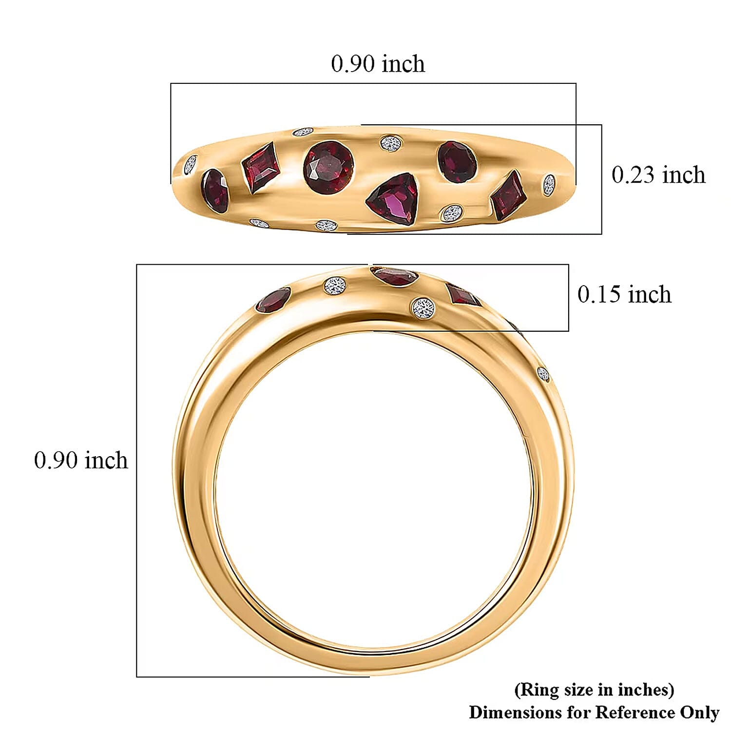 Premium Anthill Garnet and Luxuriant Lab Grown Diamond G-H SI 0.65 ctw Mosaic Ring in 18K Vermeil Yellow Gold Over Sterling Silver (Size 10.0)