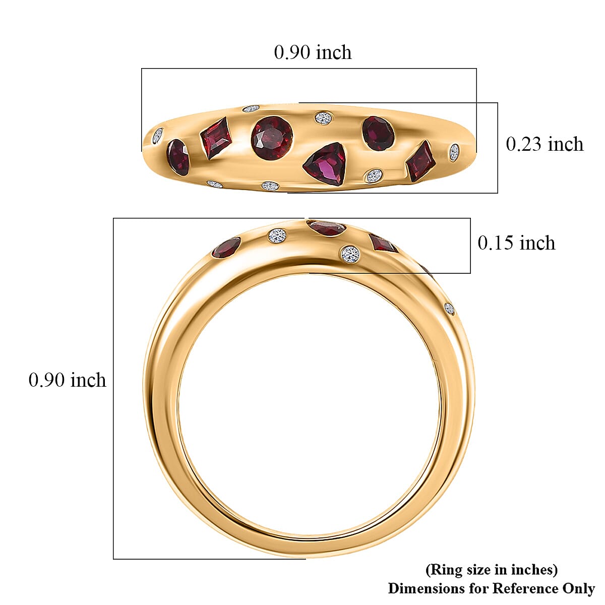 Premium Anthill Garnet, Luxuriant Lab Grown Diamond (G-H, SI) Ring in 18K Vermeil YG Over Sterling Silver (Size 10.0) 0.65 ctw image number 5