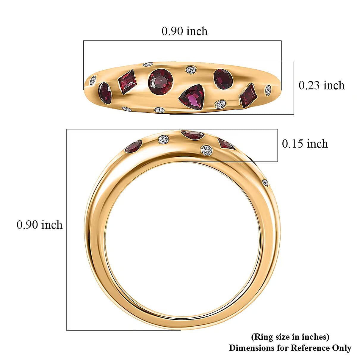 Premium Anthill Garnet and Luxuriant Lab Grown Diamond G-H SI 0.65 ctw Mosaic Ring in 18K Vermeil Yellow Gold Over Sterling Silver (Size 5.0) image number 5