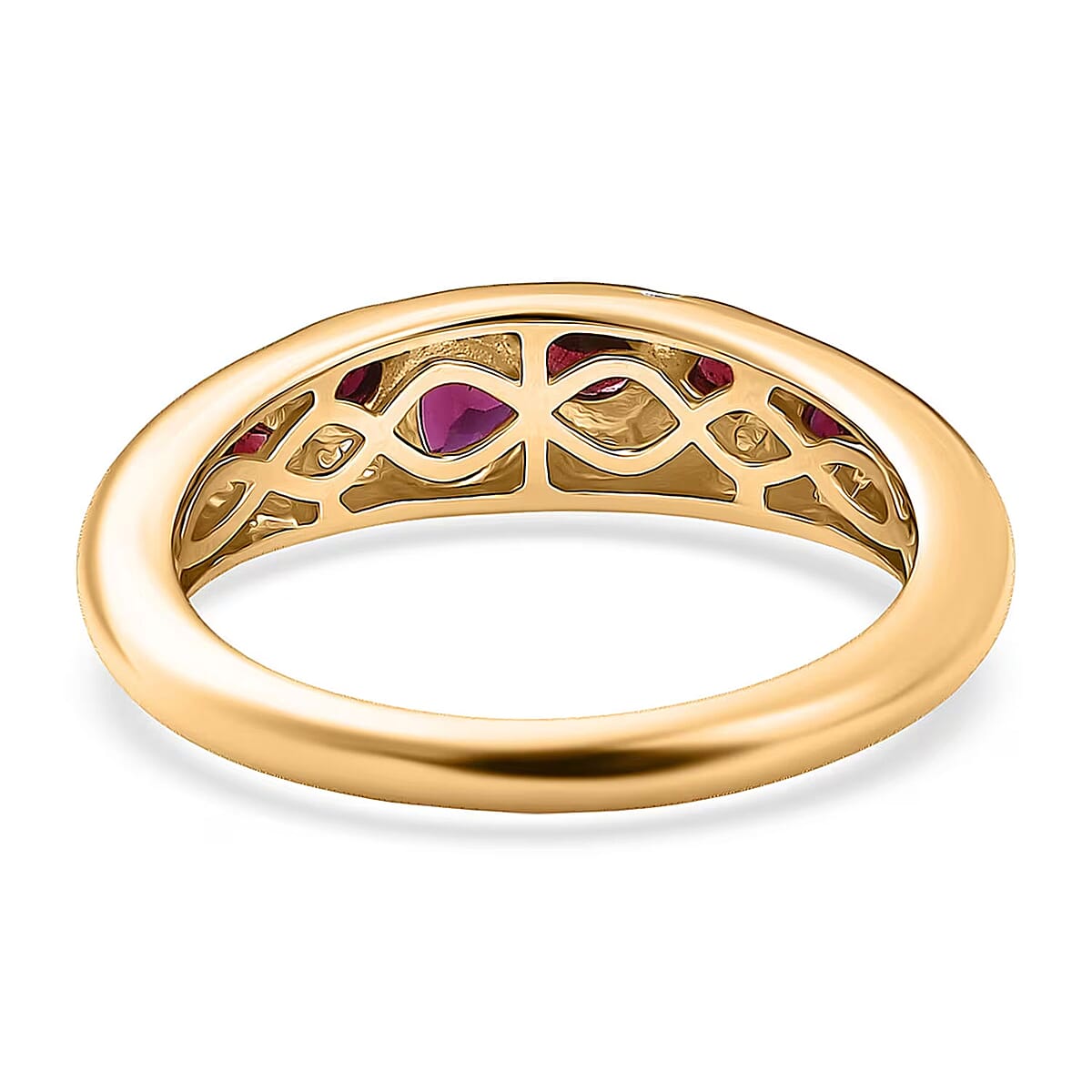 Premium Anthill Garnet and Luxuriant Lab Grown Diamond G-H SI 0.65 ctw Mosaic Ring in 18K Vermeil Yellow Gold Over Sterling Silver (Size 5.0) image number 6