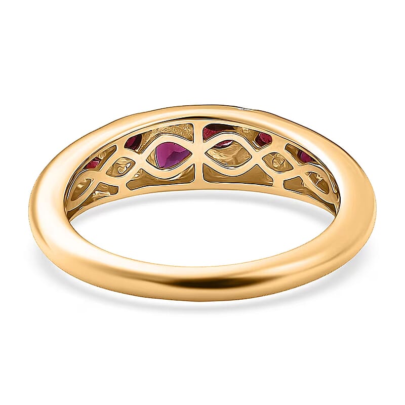 Premium Anthill Garnet and Luxuriant Lab Grown Diamond G-H SI 0.65 ctw Mosaic Ring in 18K Vermeil Yellow Gold Over Sterling Silver (Size 7.0)