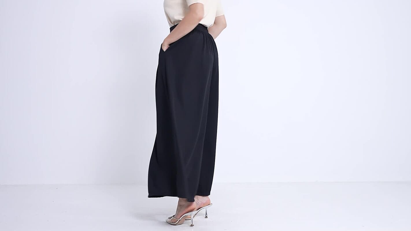 La Marey Black Wide Leg Pleated Front Knit Trouser