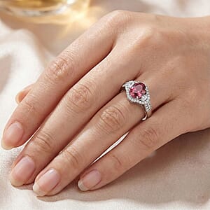 D'Joy Premium Pink Zircon and White Zircon 2.65 ctw Regal Heritage Ring in Rhodium Over Sterling Silver (Size 10.0)