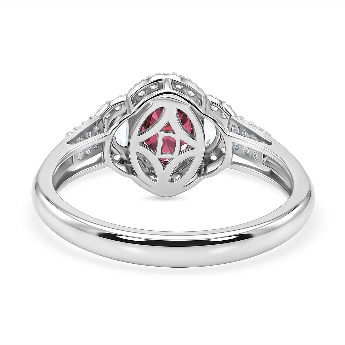 D'Joy Premium Pink Zircon and White Zircon 2.65 ctw Regal Heritage Ring in Rhodium Over Sterling Silver (Size 10.0) image number 3