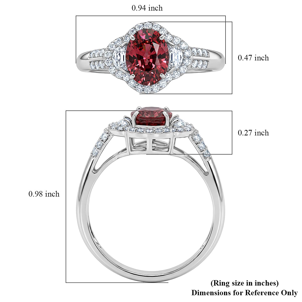 D'Joy Premium Pink Zircon and White Zircon 2.65 ctw Regal Heritage Ring in Rhodium Over Sterling Silver (Size 10.0) image number 4