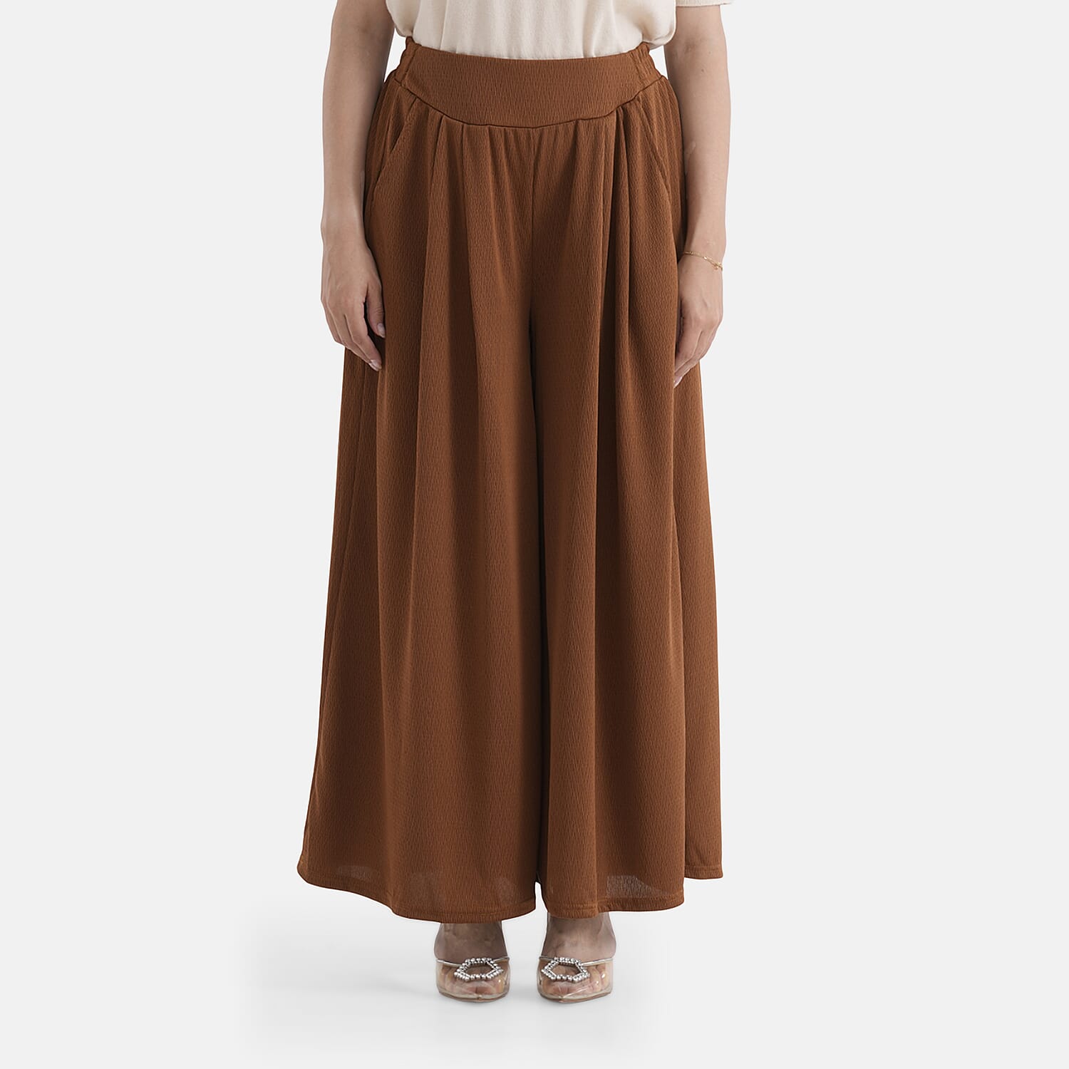 La Marey Black Wide Leg Pleated Front Knit Trouser