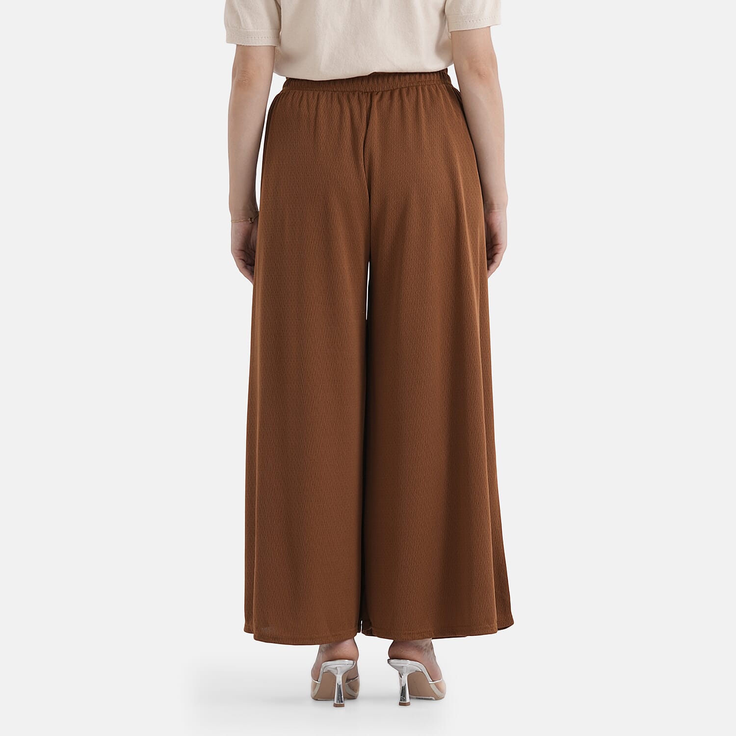Magic La Marey Caramel Wide Leg Pleated Magic Pant Front Knit Trouser