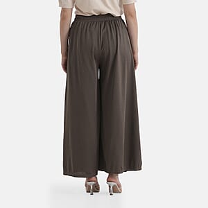  La Marey Brown Wide Leg Pleated Magic Pant Front Knit Trouser