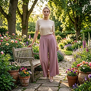  La Marey Pink Wide Leg Pleated Front Knit Trouser