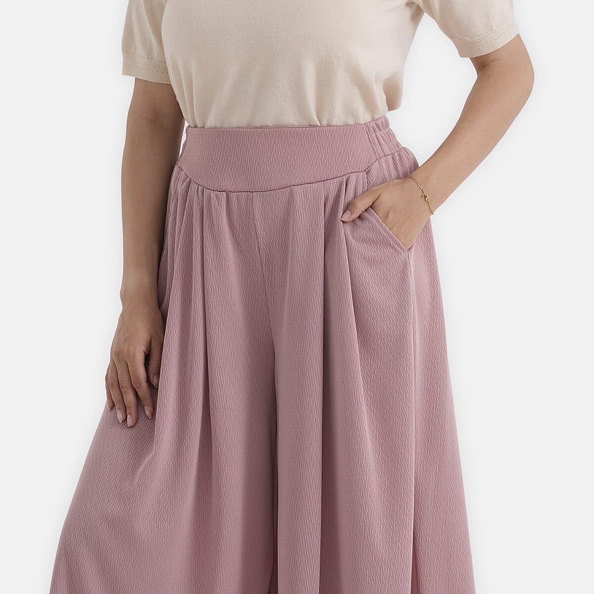  La Marey Pink Wide Leg Pleated Front Knit Trouser image number 4