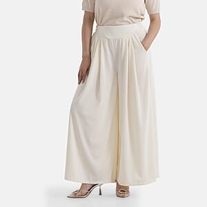  La Marey White Wide Leg Pleated Front Knit Trouser