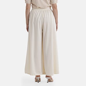  La Marey White Wide Leg Pleated Front Knit Trouser