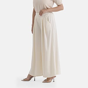  La Marey White Wide Leg Pleated Front Knit Trouser