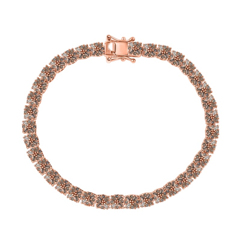 D'Joy Natural Champagne Diamond 4.00 ctw Royal Crossfire Bracelet in 18K Vermeil Rose Gold Over Sterling Silver (8.00 In)