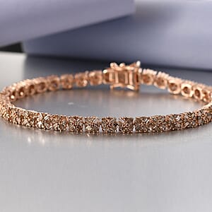 D'Joy Natural Champagne Diamond 4.00 ctw Royal Crossfire Bracelet in 18K Vermeil Rose Gold Over Sterling Silver (8.00 In)