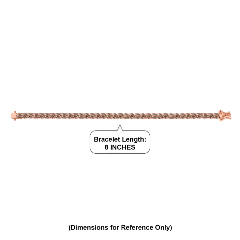 D'Joy Natural Champagne Diamond 4.00 ctw Royal Crossfire Bracelet in 18K Vermeil Rose Gold Over Sterling Silver (8.00 In)