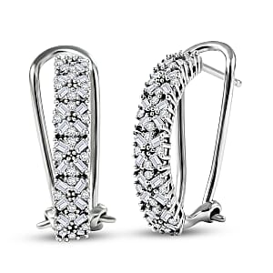 D'Joy Diamond 1.00 ctw Royal Crossfire Earrings in Rhodium Over Sterling Silver