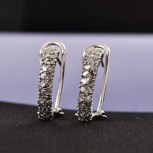 D'Joy Diamond 1.00 ctw Royal Crossfire Earrings in Rhodium Over Sterling Silver