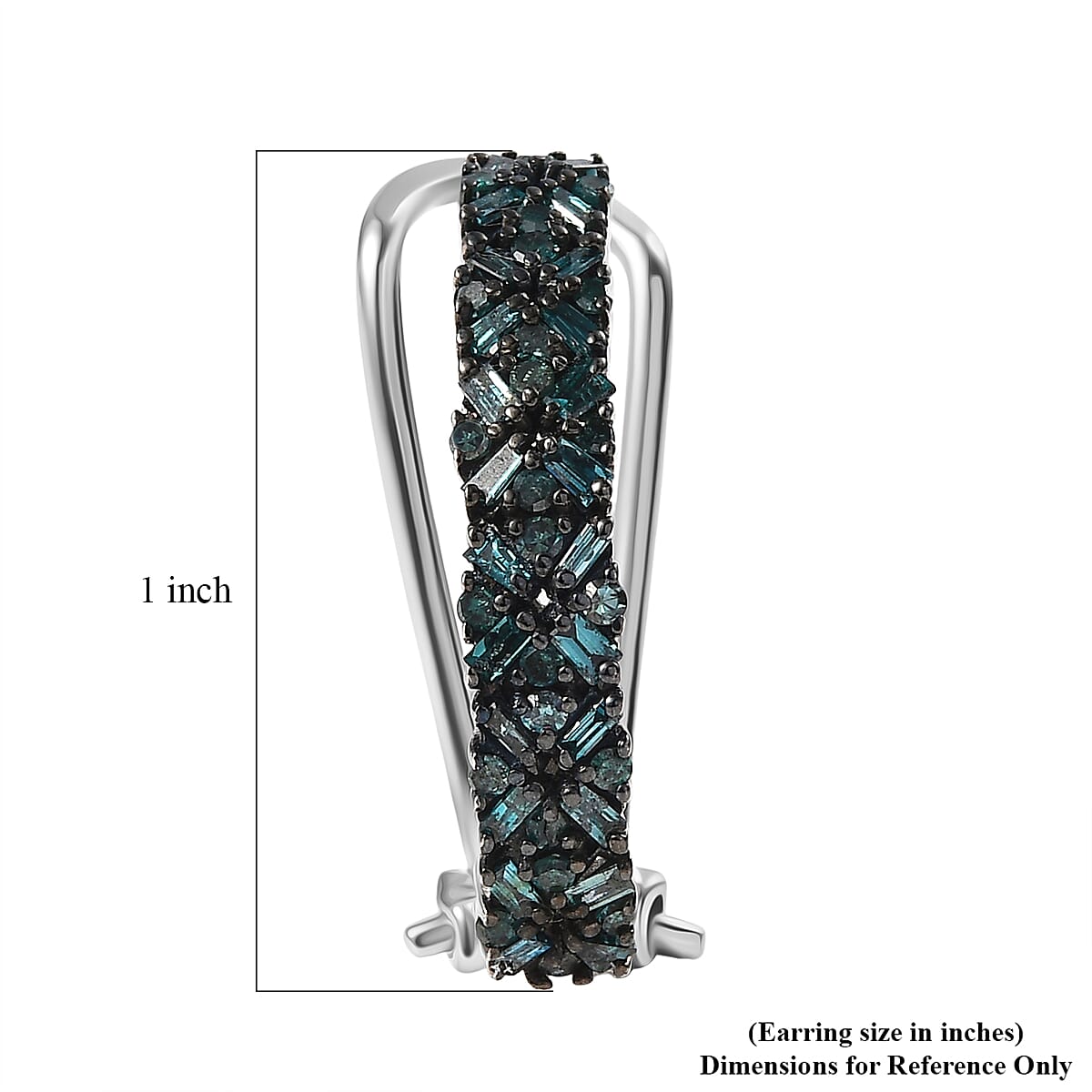 D'Joy Blue Diamond 1.00 ctw Royal Crossfire Earrings in Rhodium Over Sterling Silver