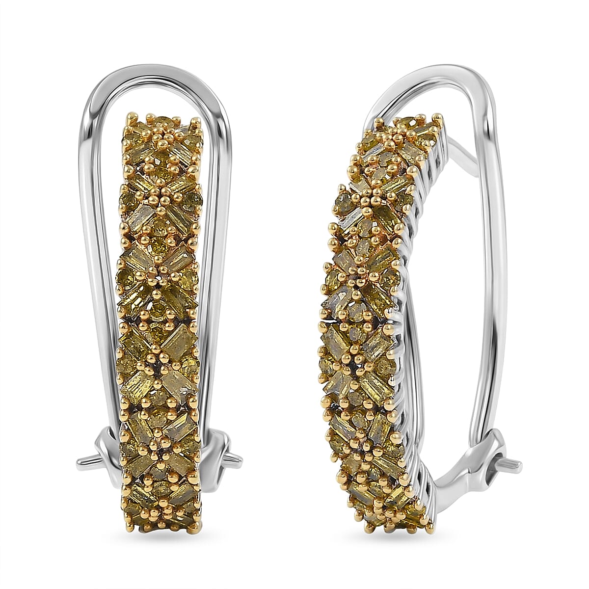 D'Joy Natural Champagne Diamond Royal Crossfire Earrings in 18K Vermeil RG Over Sterling Silver 1.00 ctw