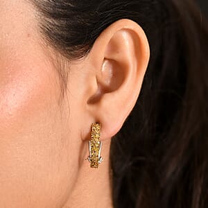 D'Joy Yellow Diamond 1.00 ctw Royal Crossfire Earrings in Rhodium Over Sterling Silver