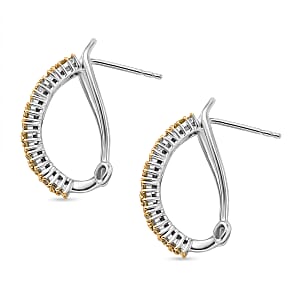 D'Joy Yellow Diamond 1.00 ctw Royal Crossfire Earrings in Rhodium Over Sterling Silver