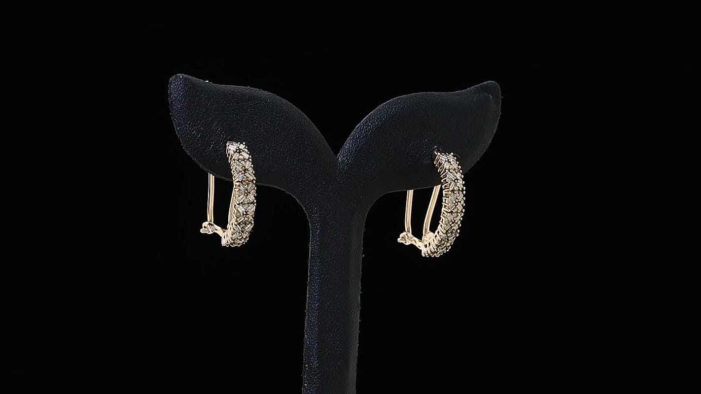 D'Joy Natural Champagne Diamond Royal Crossfire Earrings in 18K Vermeil RG Over Sterling Silver 1.00 ctw