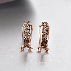 D'Joy Natural Champagne Diamond 1.00 ctw Royal Crossfire Earrings in 18K Vermeil Rose Gold Over Sterling Silver