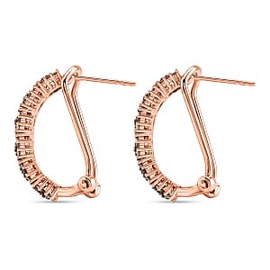 D'Joy Natural Champagne Diamond 1.00 ctw Royal Crossfire Earrings in 18K Vermeil Rose Gold Over Sterling Silver
