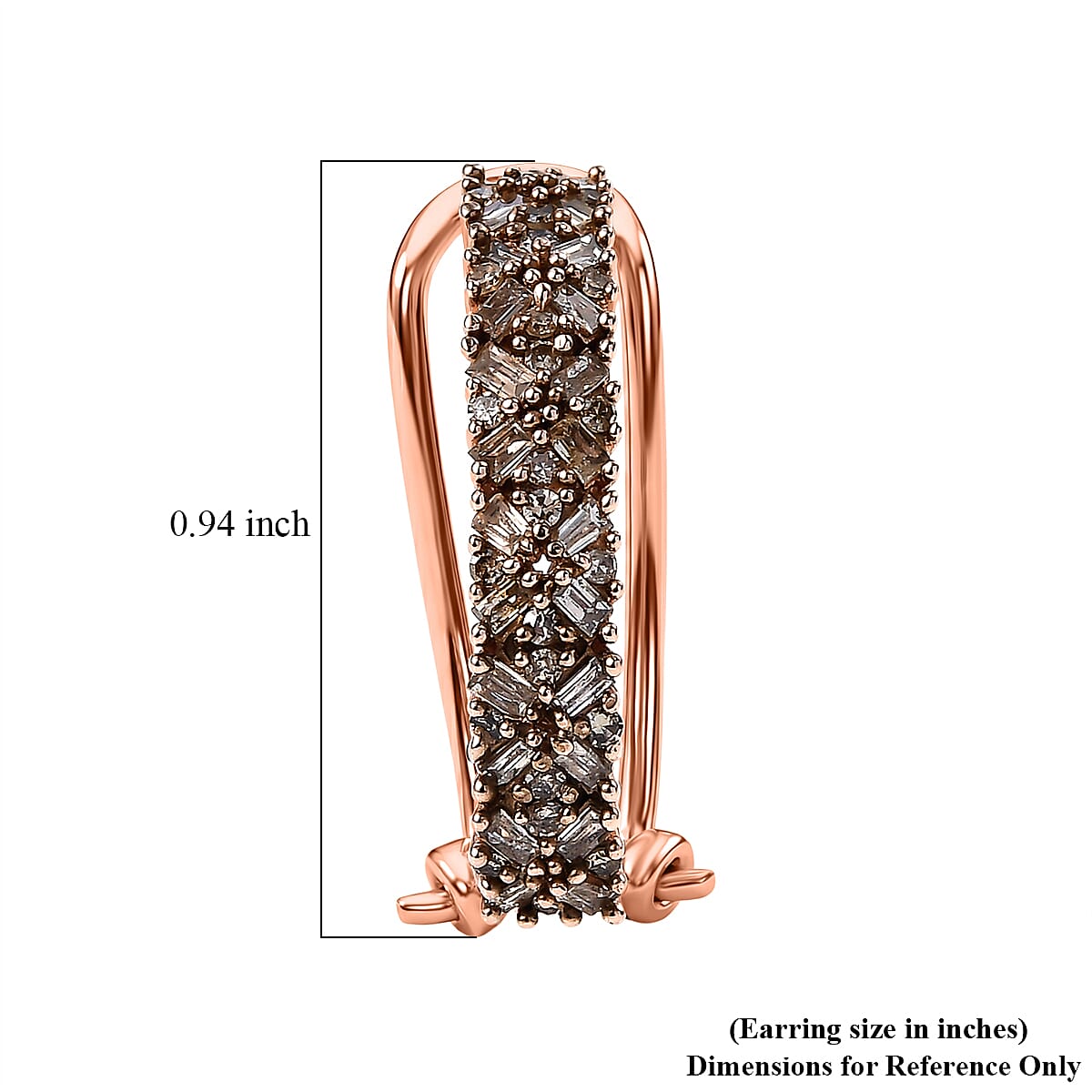 D'Joy Natural Champagne Diamond 1.00 ctw Royal Crossfire Earrings in 18K Vermeil Rose Gold Over Sterling Silver image number 4