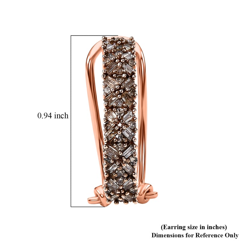 D'Joy Natural Champagne Diamond 1.00 ctw Royal Crossfire Earrings in 18K Vermeil Rose Gold Over Sterling Silver