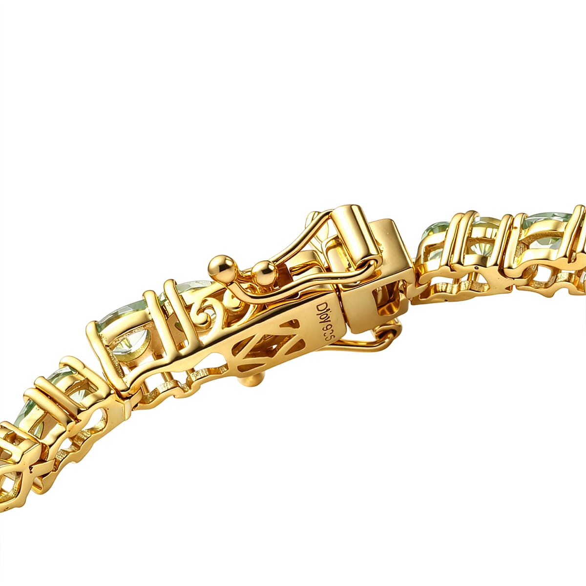 D'Joy Premium Tanzanian Mint Garnet and Moissanite 6.40 ctw Leaf Link Bracelet in 18K Vermeil Yellow Gold Over Sterling Silver (6.50 In) image number 3