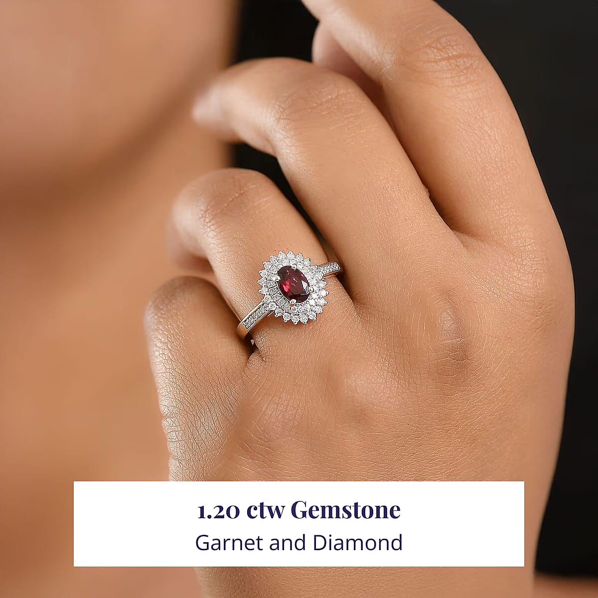 Luxoro Premium Anthill Garnet and Diamond I2 1.20 ctw Bloomed Love Ring in 10K Yellow Gold (Size 10.0) image number 1