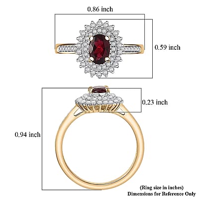 Luxoro Premium Anthill Garnet and Diamond I2 1.20 ctw Bloomed Love Ring in 10K Yellow Gold (Size 11.0)
