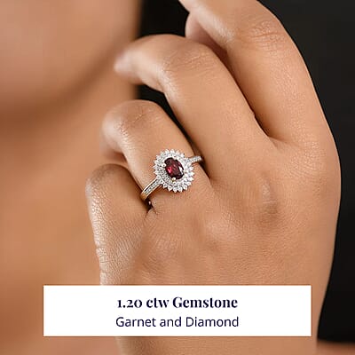Luxoro Premium Anthill Garnet and Diamond I2 1.20 ctw Bloomed Love Ring in 10K Yellow Gold (Size 12.0)