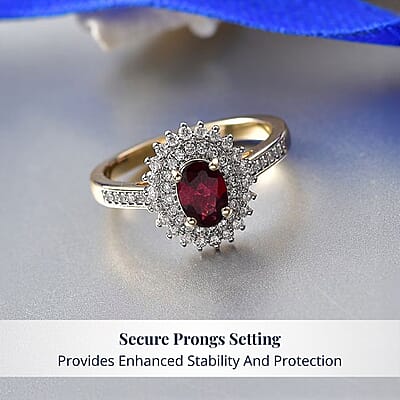 Luxoro Premium Anthill Garnet and Diamond I2 1.20 ctw Bloomed Love Ring in 10K Yellow Gold (Size 12.0)