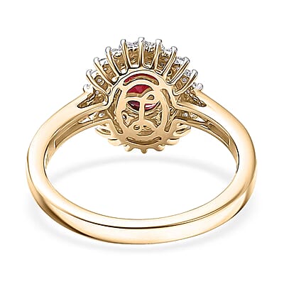 Luxoro Premium Anthill Garnet and Diamond I2 1.20 ctw Bloomed Love Ring in 10K Yellow Gold (Size 12.0)