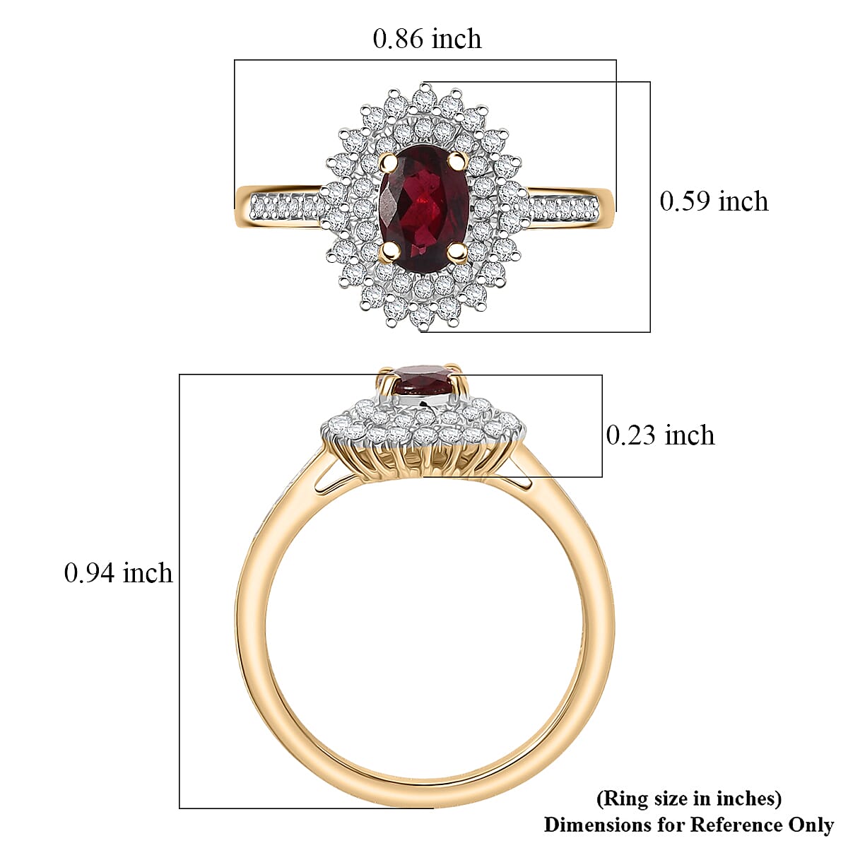 Luxoro Premium Anthill Garnet and Diamond I2 1.20 ctw Bloomed Love Ring in 10K Yellow Gold (Size 6.0) image number 5