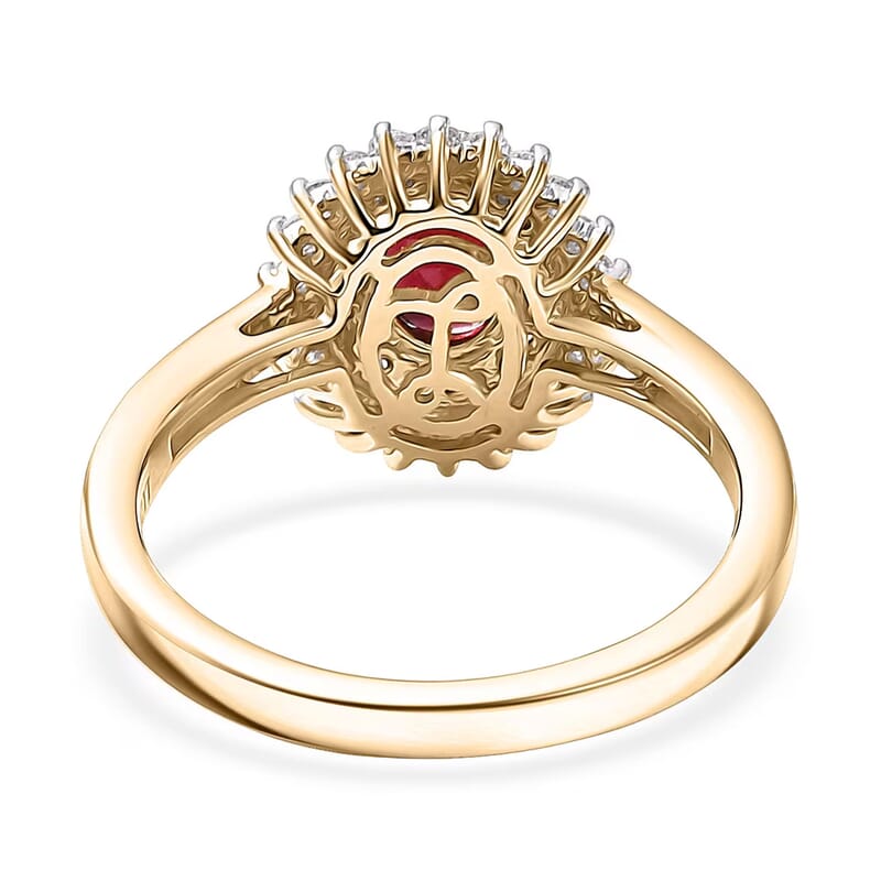 Luxoro Premium Anthill Garnet and Diamond I2 1.20 ctw Bloomed Love Ring in 10K Yellow Gold (Size 6.0)