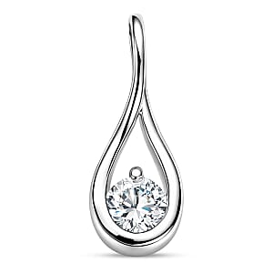D'Joy Lab Grown Diamond G-H SI 0.20 ctw Pendant Without Chain in Rhodium Over Sterling Silver (Del. In 10-12 Days)