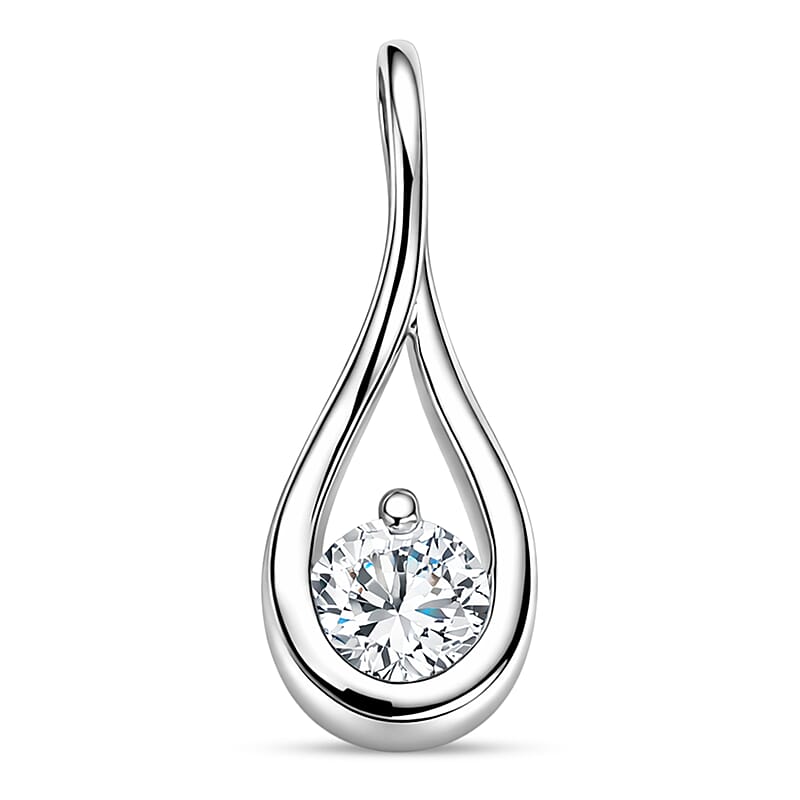 Luxuriant Lab Grown Diamond G-H SI 0.20 ctw Pendant Without Chain in Rhodium Over Sterling Silver