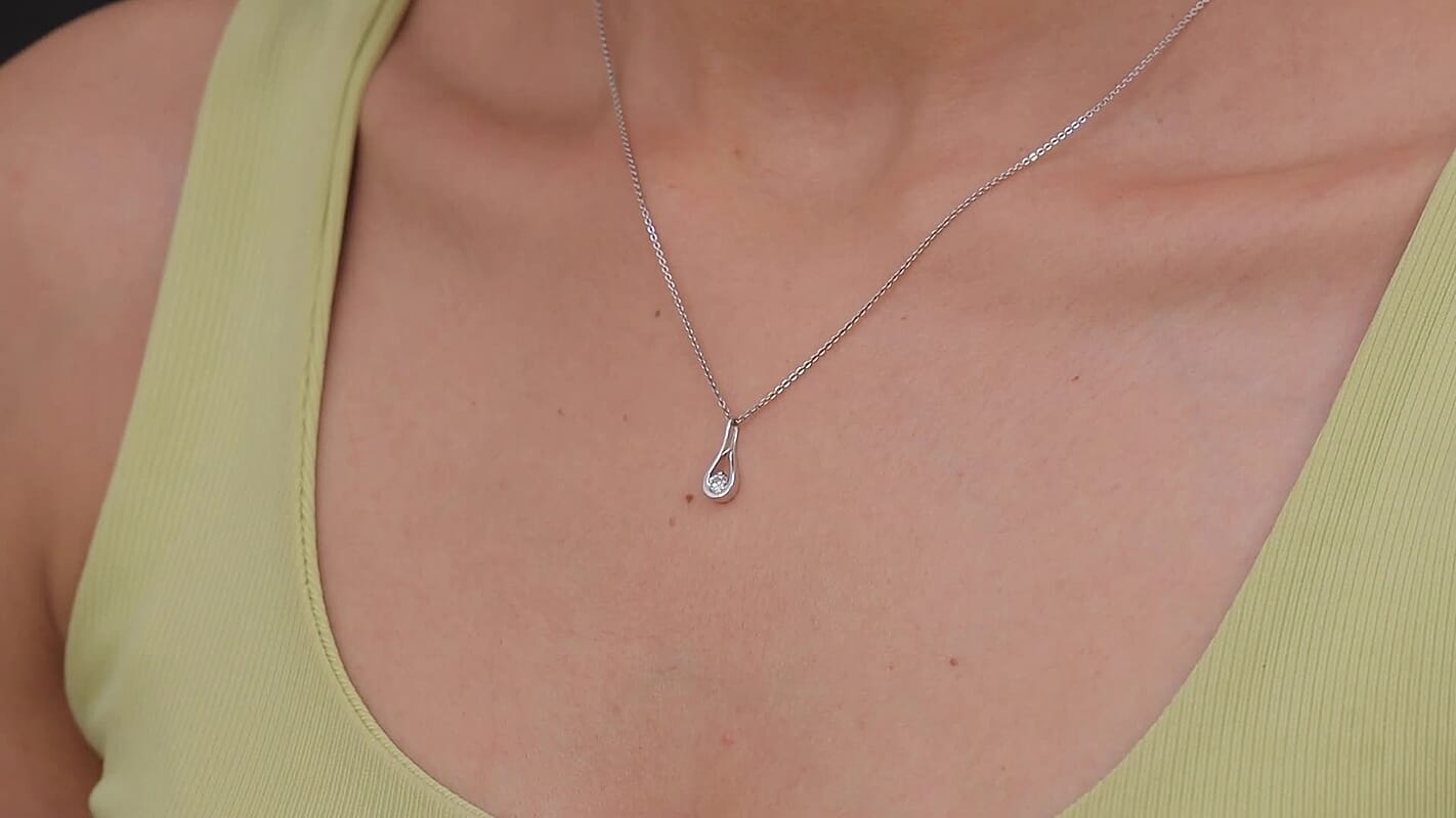 D'Joy Lab Grown Diamond G-H SI 0.20 ctw Pendant Without Chain in Rhodium Over Sterling Silver (Del. In 10-12 Days)