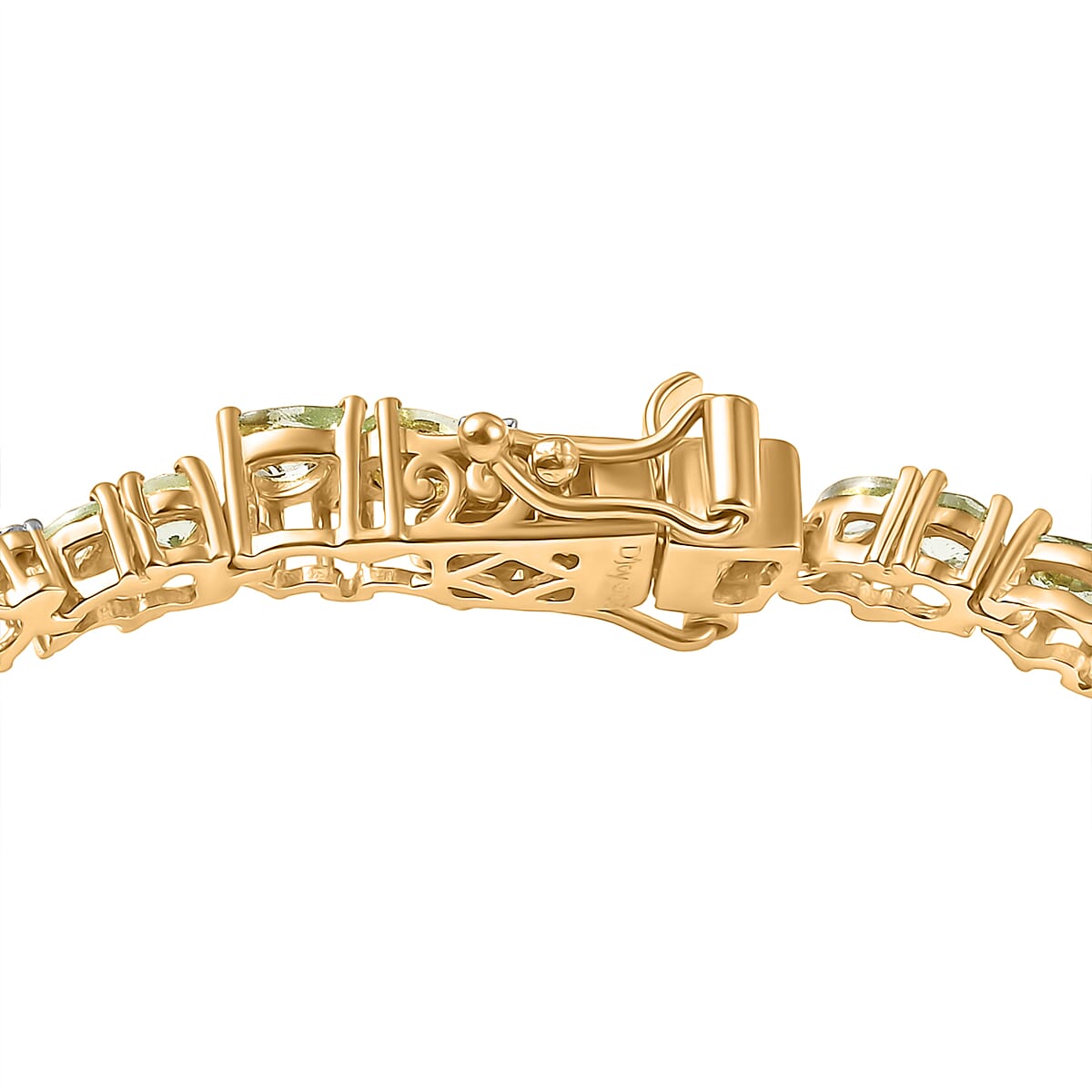 D'Joy Premium Tanzanian Mint Garnet and Moissanite 8.85 ctw Leaf Link Bracelet in 18K Vermeil Yellow Gold Over Sterling Silver (8.00 In) image number 3