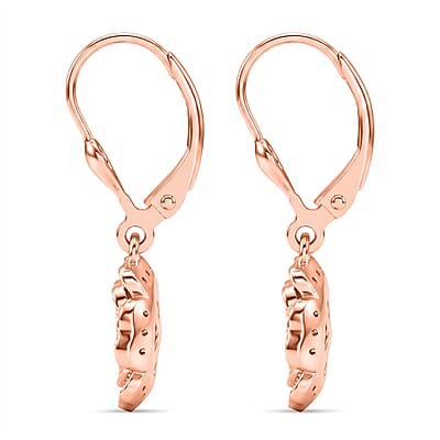 D'Joy Rought Cut Natural Pink Diamond 0.40 ctw Eternal Bloom Statement Earrings in 18K Vermeil Rose Gold Over Sterling Silver