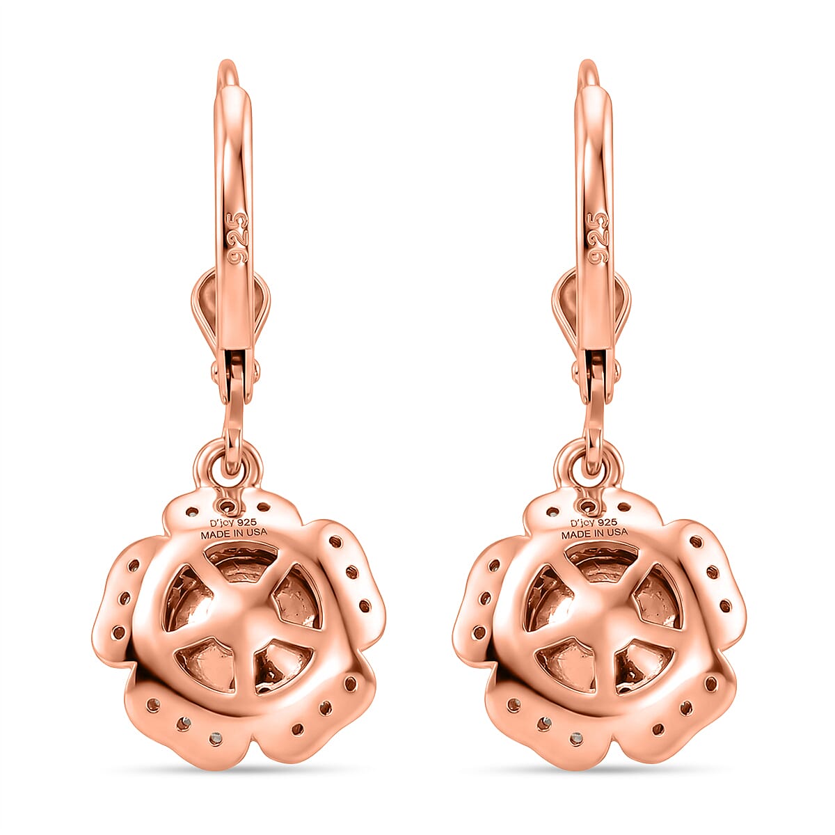 D'Joy Rought Cut Natural Pink Diamond 0.40 ctw Eternal Bloom Statement Earrings in 18K Vermeil Rose Gold Over Sterling Silver image number 4