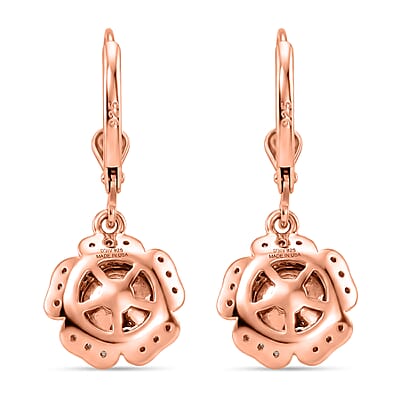 D'Joy Rought Cut Natural Pink Diamond 0.40 ctw Eternal Bloom Statement Earrings in 18K Vermeil Rose Gold Over Sterling Silver